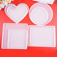 DIY crystal resin droplet tray mold, scalloped large long square rectangular storage box tray silicone mold