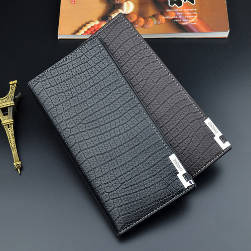 New men's wallet, long wallet, young men's vertical soft wallet, multiple card slots, large capacity, crocodile pattern suit bag