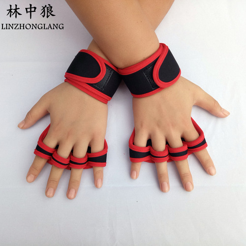 Workout wrist support band, silicone anti-slip and callus protection palm half-finger lifting weight anti-twist gloves