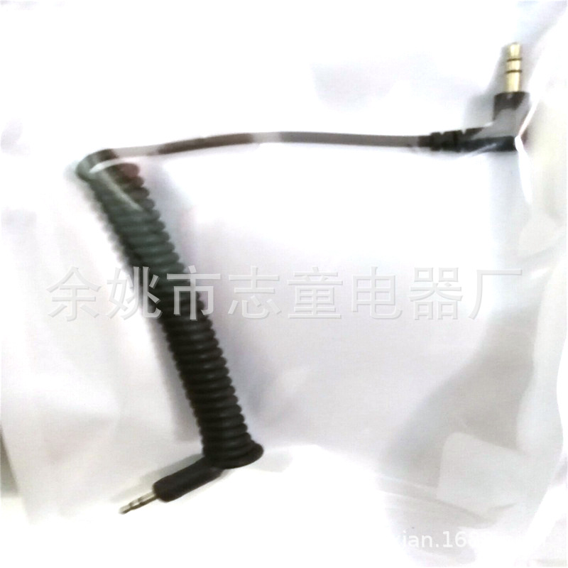 供应USB车充音频弹簧线 2芯手机螺旋塑料PU汽车USB车充音频弹簧线