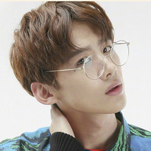 复古金属大框花纹边眼镜框 文艺原宿圆形框架镜 潮流平光镜0716