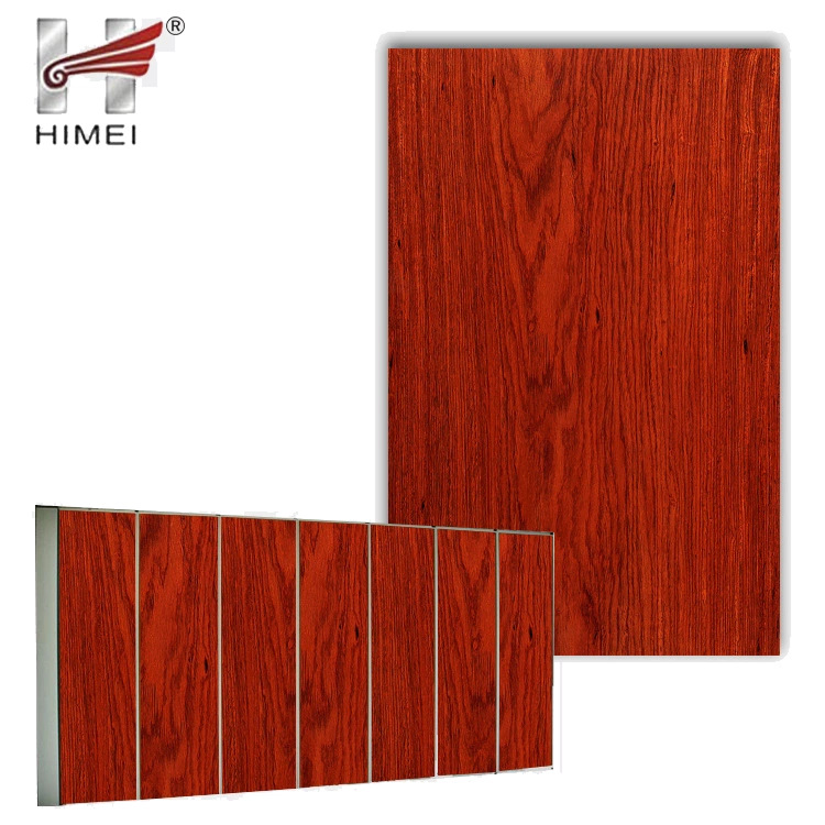 PVC红木纹金属板覆膜板   隔断墙金属面板彩钢
