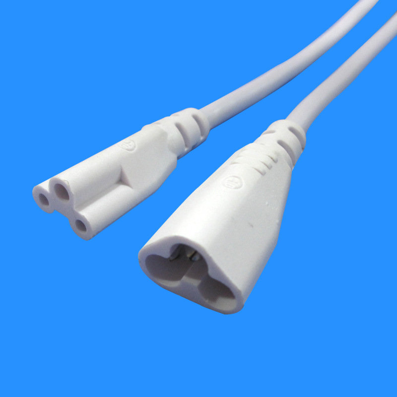 厂家生产KC认证 T5 T8 LED灯管三芯连接线 灯管支架3孔公母转接线