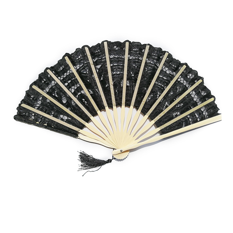 En stock ventilador de encaje hecho a mano de doble capa ventilador de corte europeo ventilador de fotografía de boda ventilador de baile ventilador de rendimiento beige blanco negro