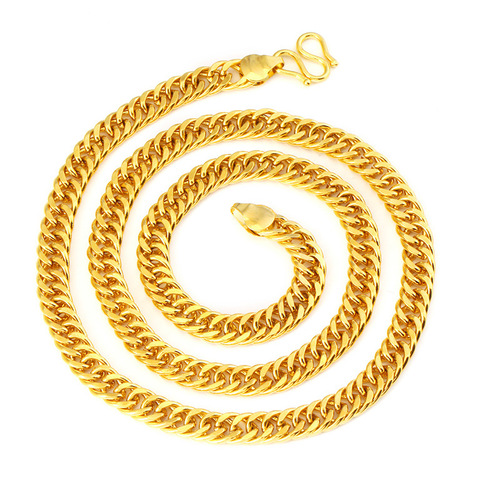 Multiple specifications cross-border accessories glossy double buckle plated 24k gold men's necklace Vietnamese sand gold necklace for men