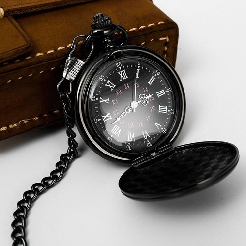 Pocket Watch Glossy Laser Logo Engraving Retro Flip Double Sided Glossy Quartz Pocket Watch Boshiya Casual Pocket Watch Wholesale