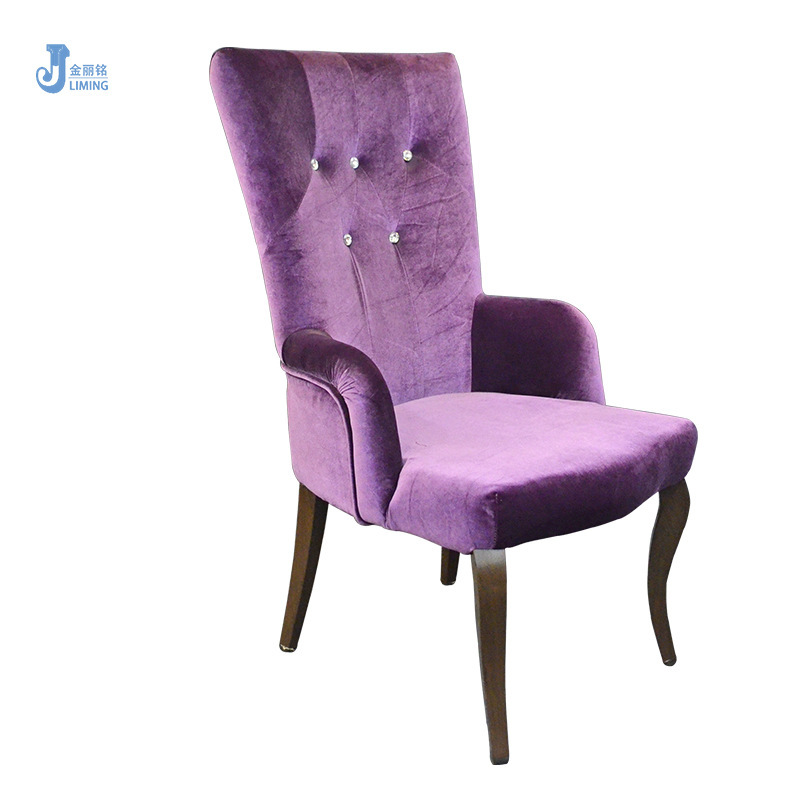 Fábrica al por mayor estilo chino como silla de madera-comedor suave silla trasera Silla de banquete de hotel reunión Silla de tela