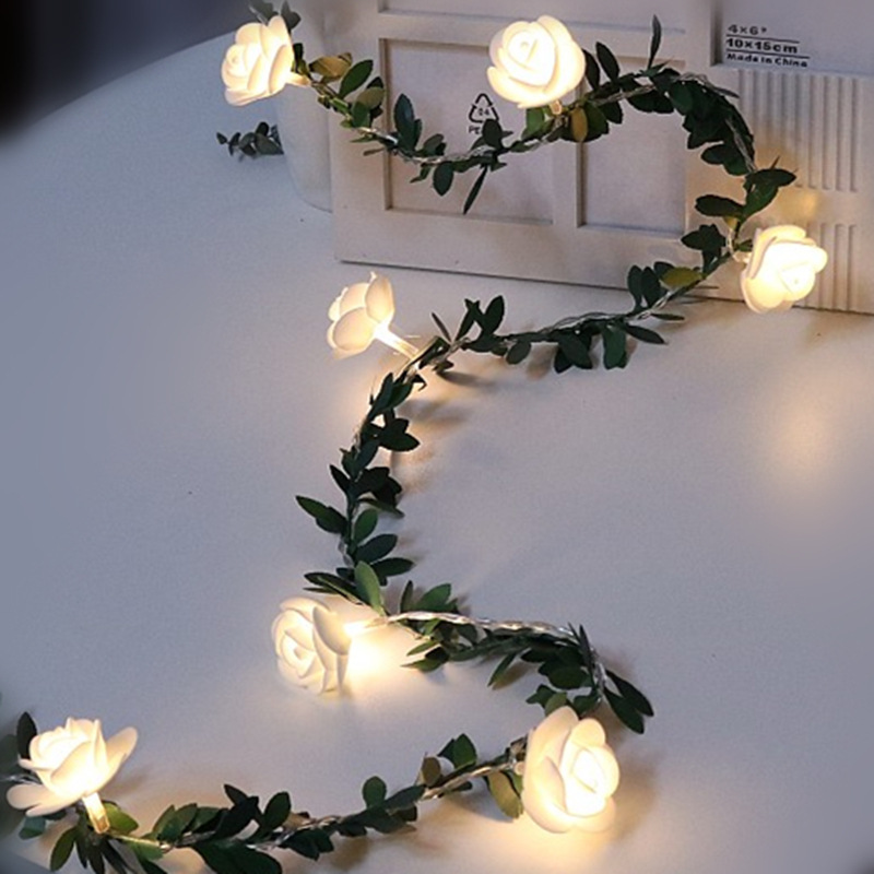 Artificial green leaf rattan led light string rose vine with light Christmas decoration DIY Garland LED string light manufacturer Artificial green leaf rattan led light string rose vine with light Christmas decoration DIY Garland LED string light manufacturer