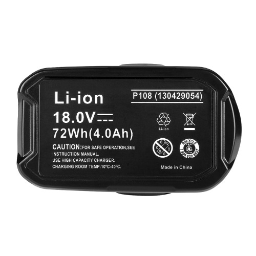 A replacement Ryobi 18V P108 P103 battery for tool use