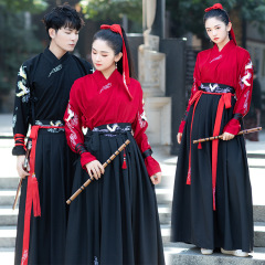 5969 Hanfu Peony-Embroidered Cross-Collar Ruqun Dress in a Wuxia Style—Perfect Daily Couple Outfit, Classic Ancient-Style Swordsman Set for Men and Women