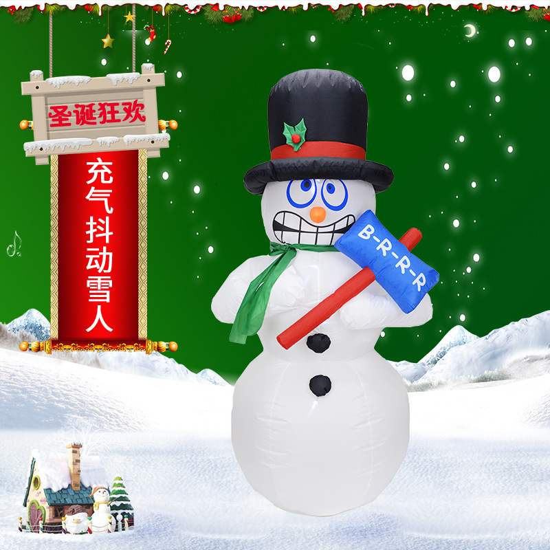 Amazon Hot Sale decoraciones de Navidad 1.8m temblor muñeco de nieve Navidad inflable decoración de patio