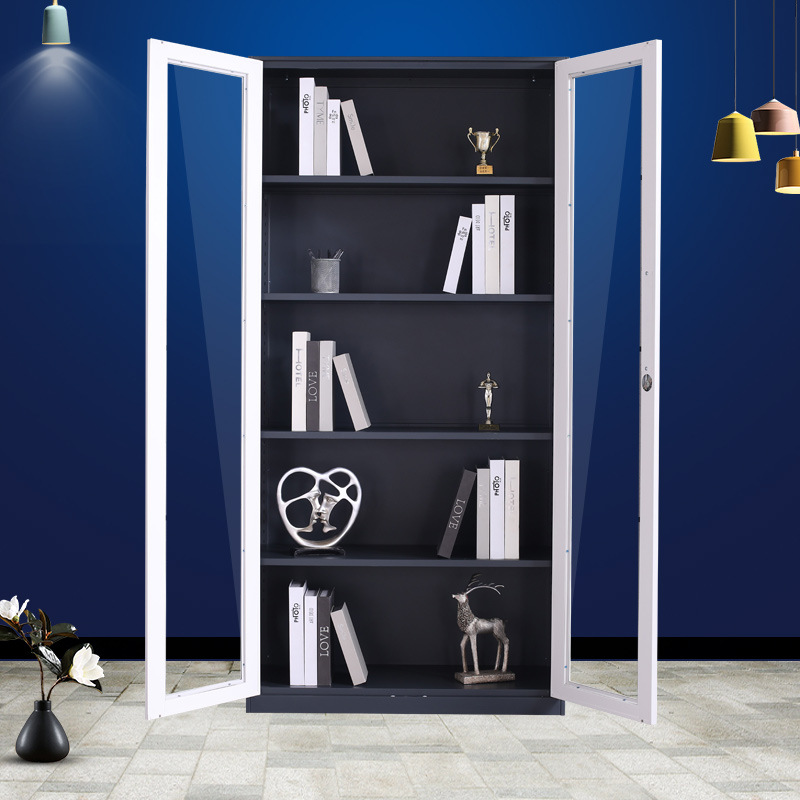 Tmall venta directa de color cubierto gabinete de archivo de vidrio de acero gabinete de archivo engrosada hoja de hierro gabinete de almacenamiento de vidrio de oficina