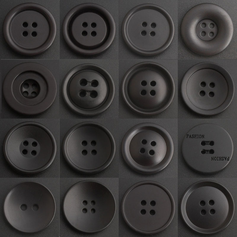 Resin Buttons Wholesale Four-eye Buttons Coat Suit Buttons All Black Series Combination Round Buttons