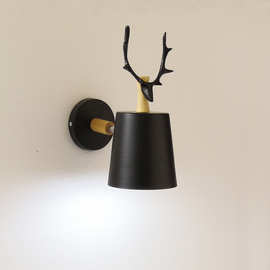 北欧创意鹿角LED壁灯现代简约客厅卧室床头灯个性过道玄关壁灯