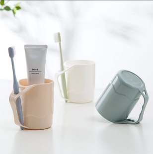 Simple and elegant color brush Cup household plastic gargle Cup with handle couple Tooth Cup wash cup toothbrush cup manufacturers