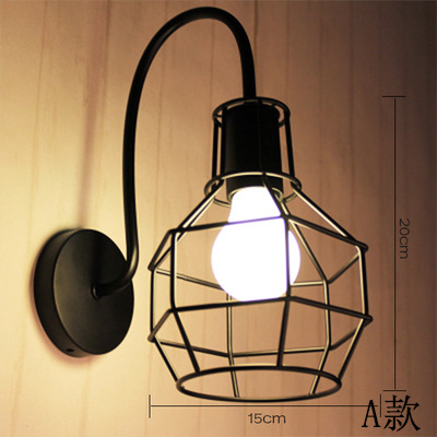 American country retro restaurante bar dormitorio pasillo balcón escaleras lámpara de pared pasillo almacén de alambre de hierro Birdcage lámpara de pared