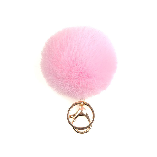 Cross-border hot-selling fur ball keychain imitation rex rabbit fur ball keychain plush ball key accessories school bag pendant