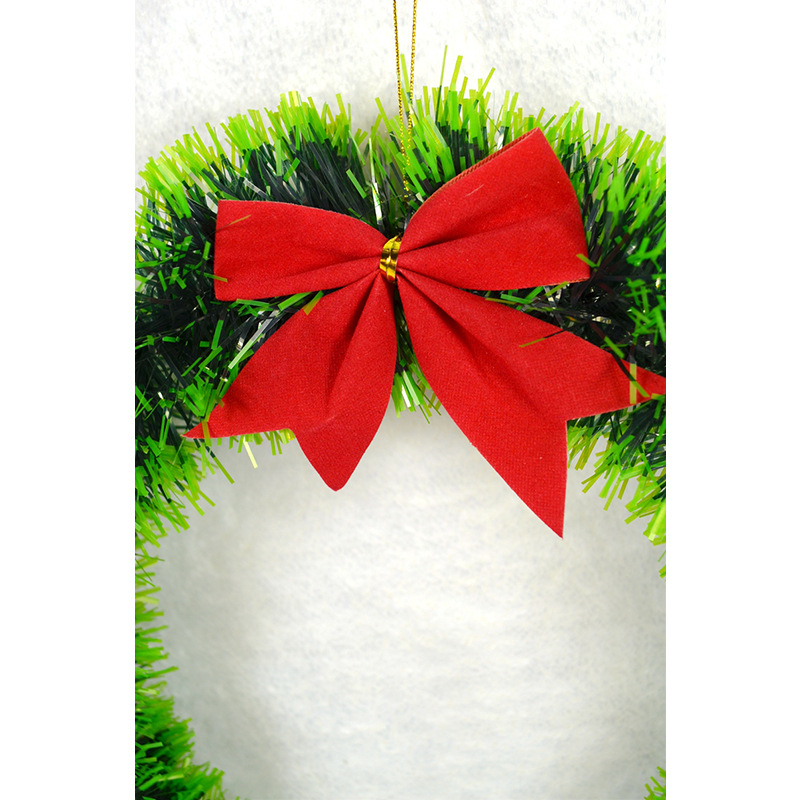 Nueva guirnalda de Navidad puerta anillo de lana raya guirnalda decorativa 30cm borde verde borde blanco arco cifrado guirnalda