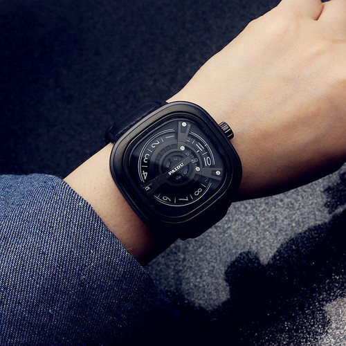 Punk style square turntable boys' watch, trendy men's turntable fashion watch, versatile belt, quartz watch, foreign trade watch