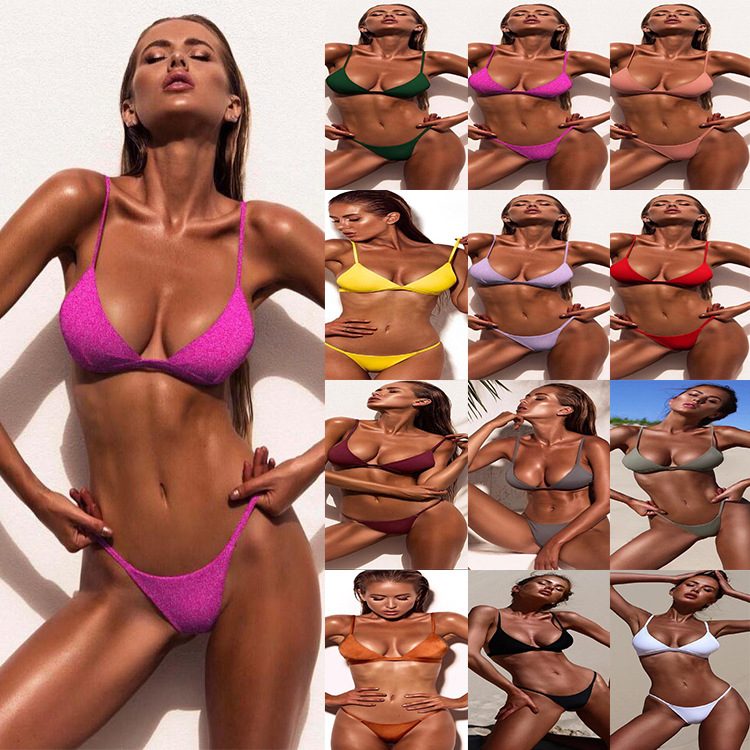 split solid color swimwear
