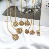 Brand accessory, fashionable retro metal coins, necklace, European style, wholesale