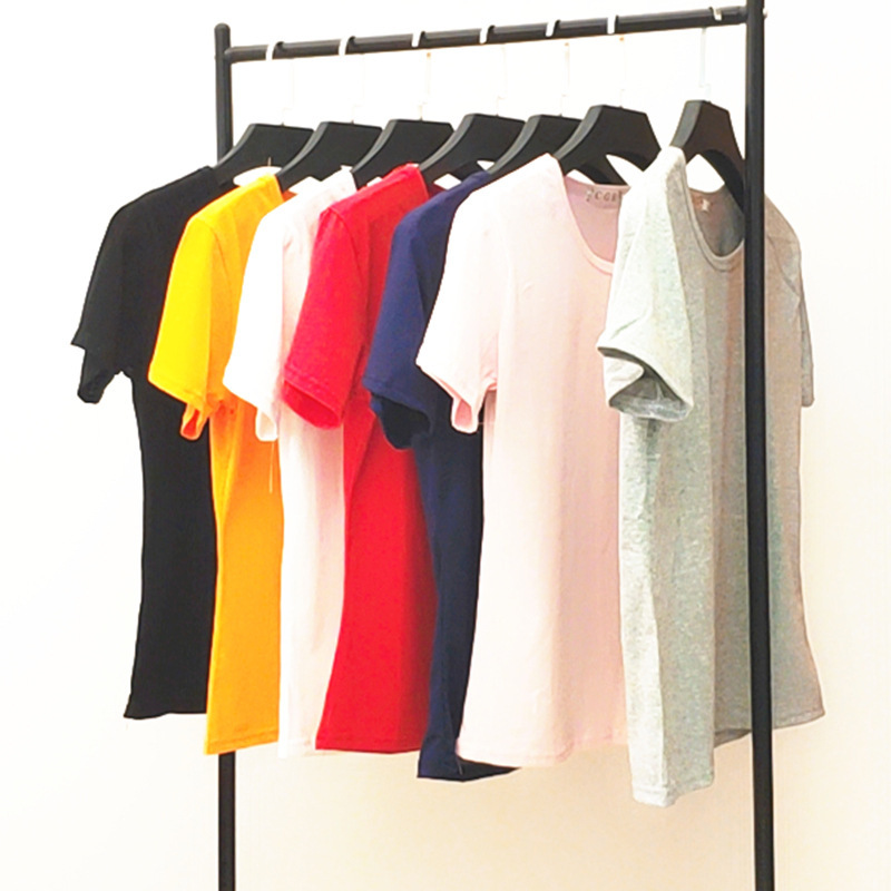 2020 Advertising Heat Transfer Classmate Collection Women's Candy Solid Color Top Short Sleeve T-Shirt Blank Event Cultural Shirt