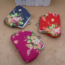 批发   牡丹花帆布零钱包花朵搭扣硬币包 玫瑰花零钱包 8