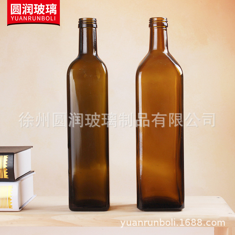 茶色500ml橄榄油瓶核桃油瓶方形圆形山茶油玻璃瓶礼品密封