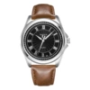 336 Silver shell black plate dark brown belt