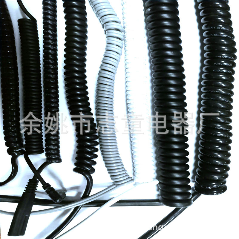 厂家批量供应米黄颜色插头0-20芯车充电源PVC弹性体TPU螺旋回弹线