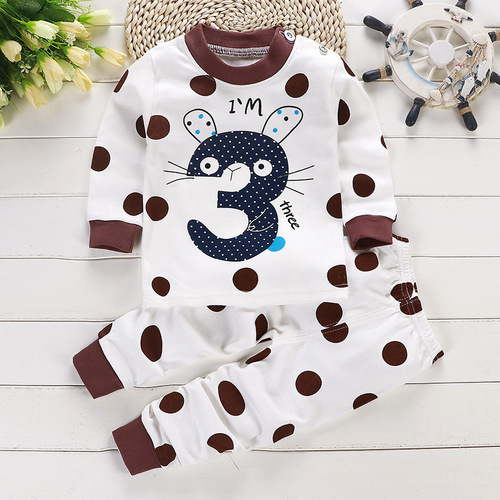 2024 New Children's Pure Cotton Underwear Set for Boys and Girls Autumn Top and Bottom for Infants and Toddlers Pajamas and Home Wear Wholesale