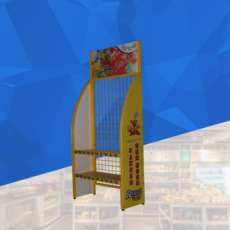 厂家定制超市食品宣传展示架 含广告牌制作铁艺货架 加盟店陈列架