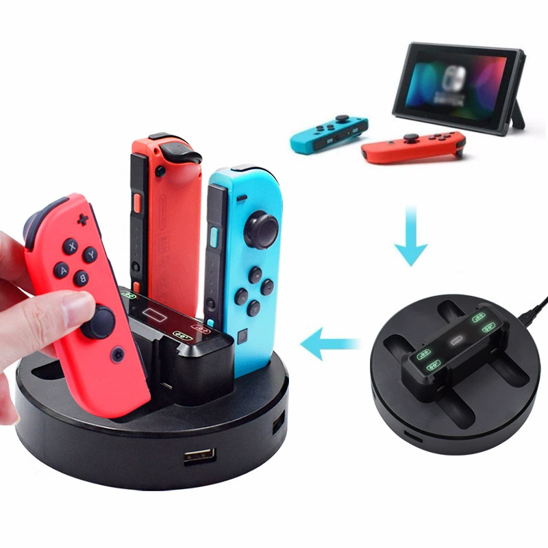 Подходит для контроллеров Nintendo Switch левый и правый, база зарядки на четыре геймпада, док-станция для Joy-Con
