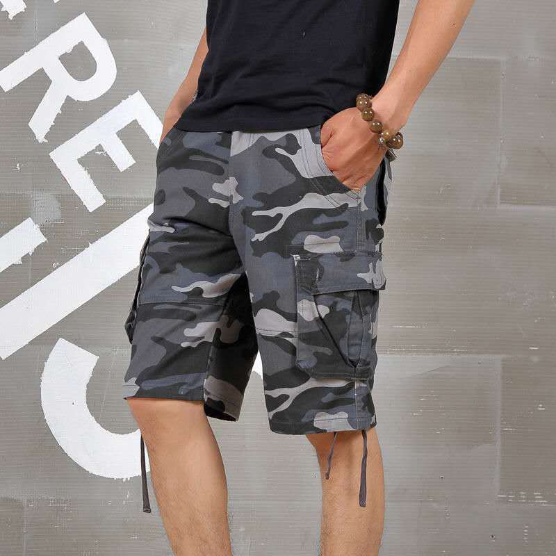 Outdoor Camouflage Three-Quarter Pants Men's Loose Summer Thick Wear-Resistant Casual Shorts Youth Multi-Pocket Overalls Shorts