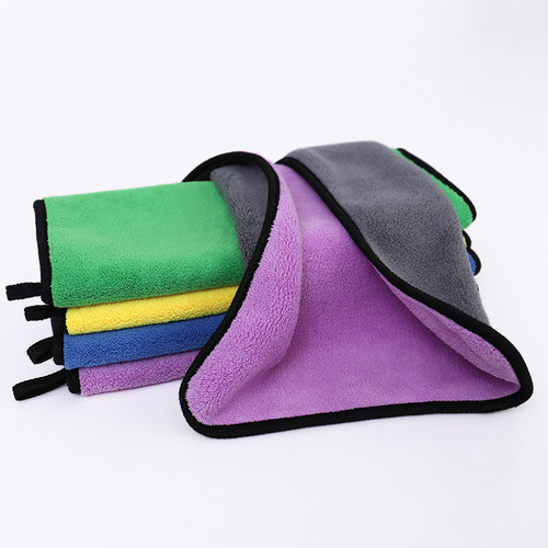 Thickened water-absorbent double-sided double-color high-density coral velvet wipe microfiber car cleaning car wash towel cleaning rag