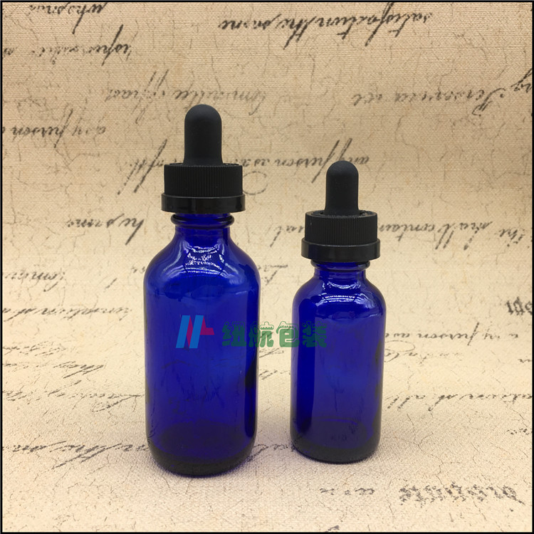 现货60ml3020口径蓝色波士顿波斯顿瓶油瓶儿童压旋盖滴管瓶2oz