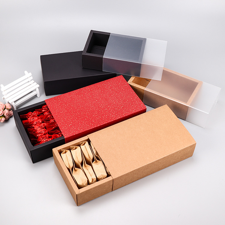 Spot cowhide paper box drawer box green tea packaging box gift box wholesale rectangular exquisite gift box customization