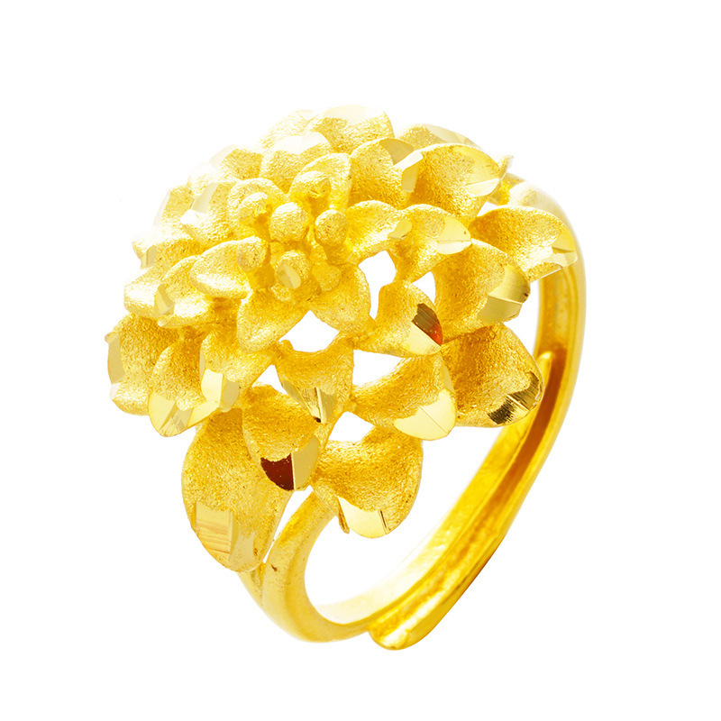 Vietnam terciopelo arena Oro Grande flor abierta anillo de las mujeres latón plateado 24K oro romántico multi-capa pétalo boda anillo de las mujeres