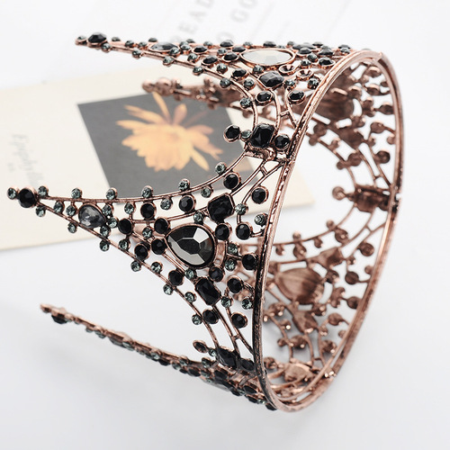 Baroque Black Retro Crown Birthday Cake Baking Decoration Luxurious Queen Complete Ring Large Crown Wholesale