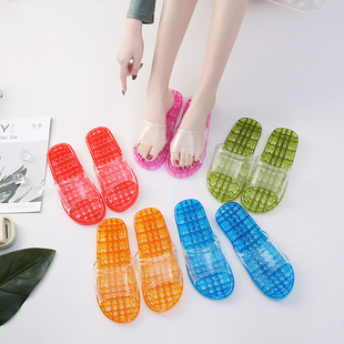 Bathroom Slippers Women's Summer Indoor Non-slip Bath Massage Plastic Sandals and Slippers Thick Bottom Crystal Couple's Home Slippers Winter