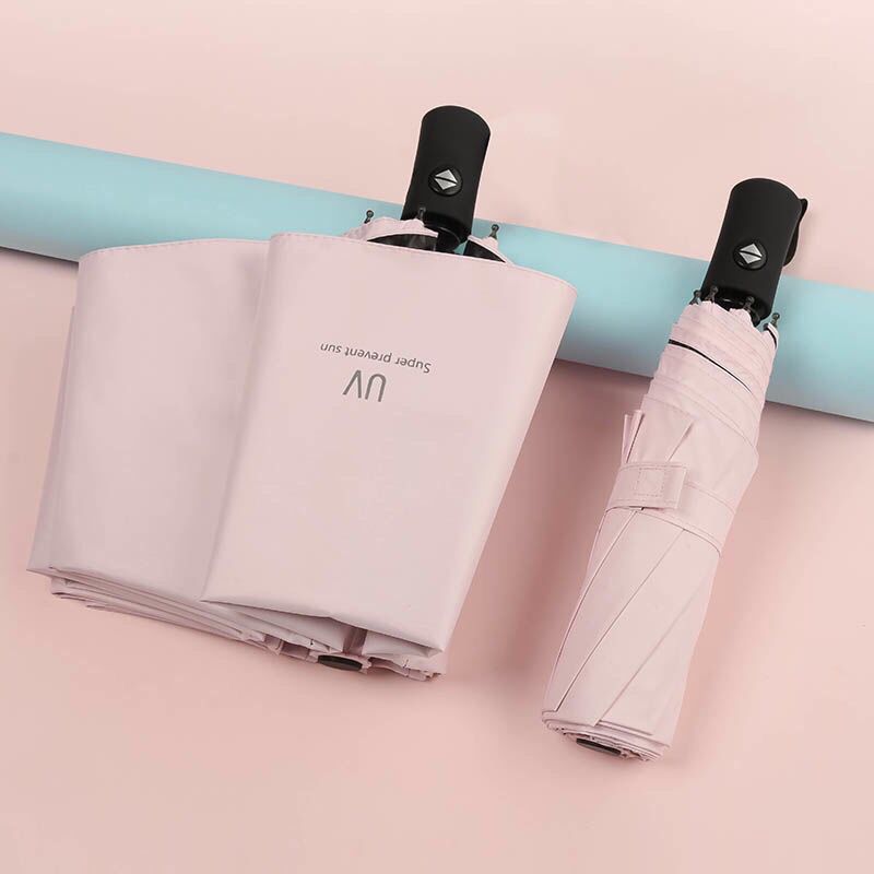 【Nuevo modelo】Paraguas de doble uso totalmente automático para sol y lluvia, protección UV, estilo de dibujos animados, diseño fresco, paraguas de tres pliegues para hombres y mujeres.