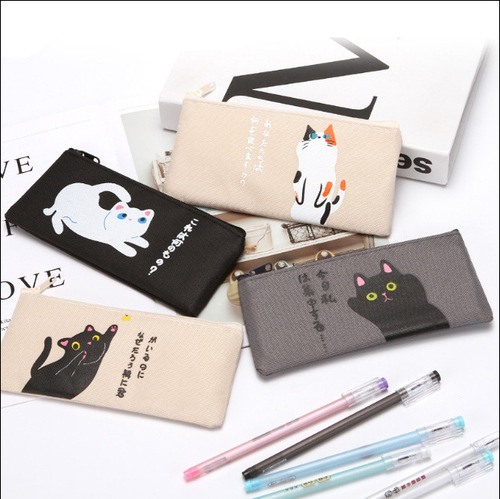 Manufacturer wholesale cute kitten creative cute oxford cloth waterproof pencil case printable LOGO gift promotion