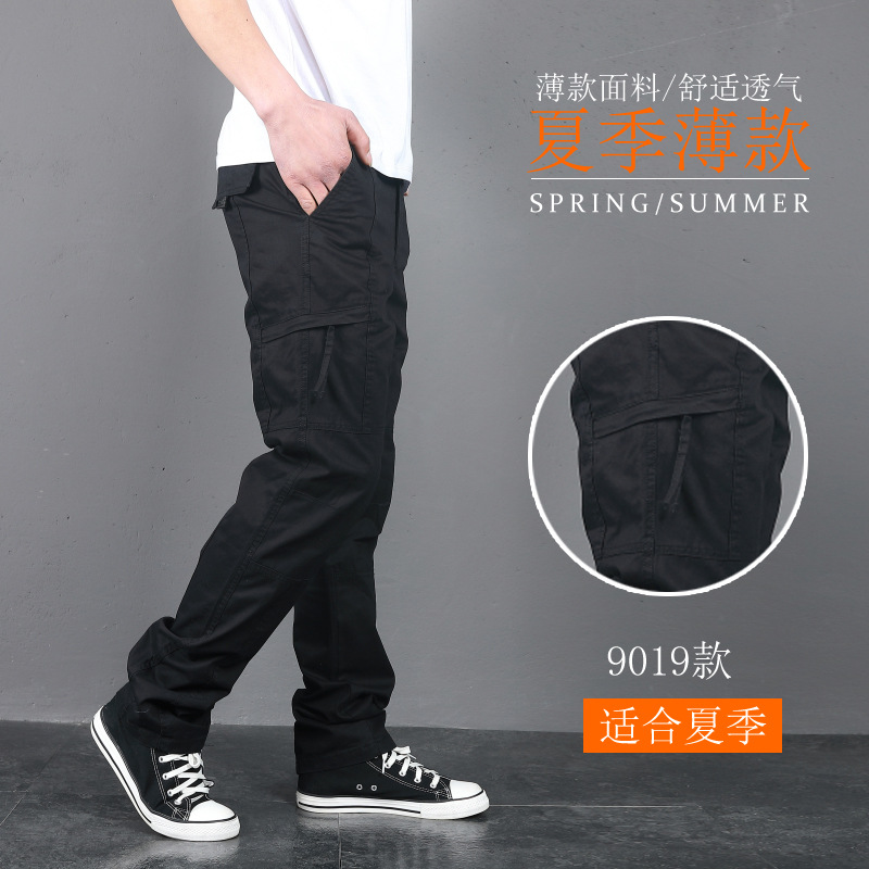 Gruesos pantalones casuales de los hombres de Primavera/Verano delgado más el tamaño multi-bolsillo de la marca de moda de los hombres pantalones largos deportivos sueltos rectos