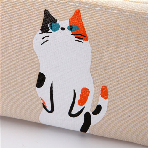 Manufacturer wholesale cute kitten creative cute oxford cloth waterproof pencil case printable LOGO gift promotion