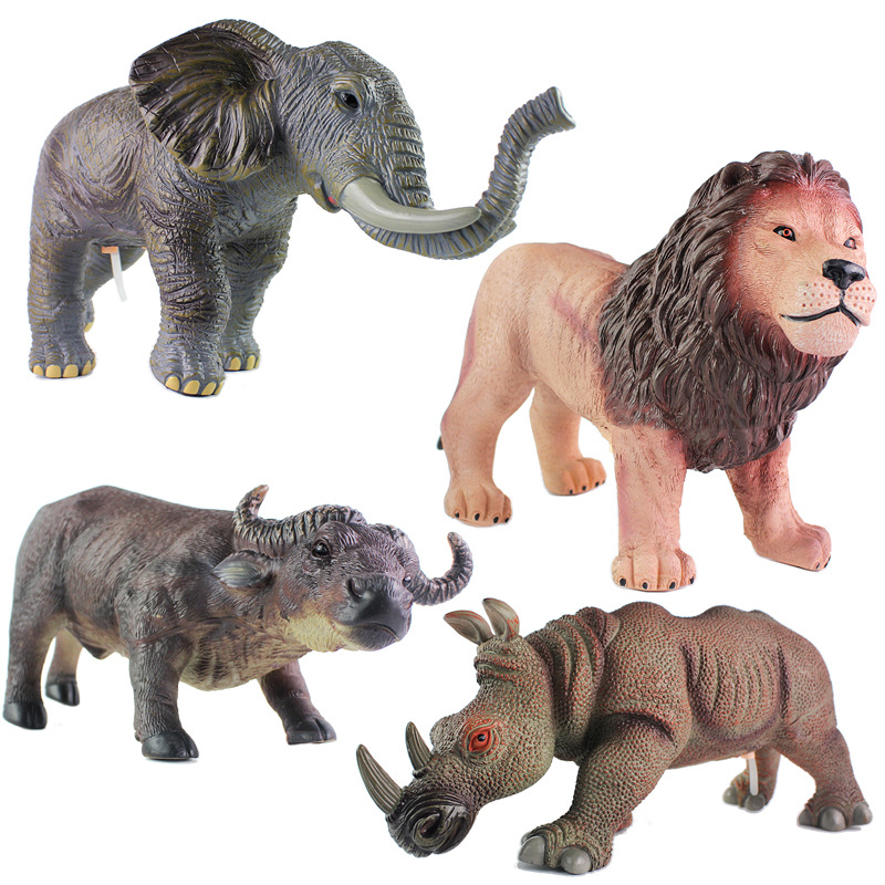 Simulation wild soft rubber animal model soft rubber lion rhinoceros elephant bull model sound children's cognitive science and education