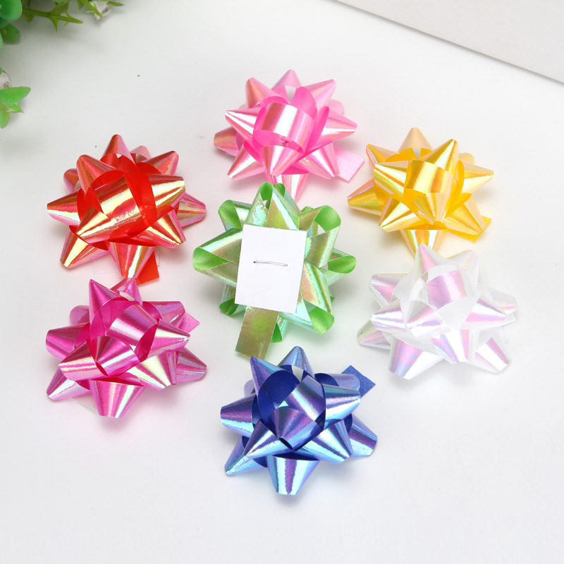 1,75 pulgadas colorido Iris Navidad estrella flor boda coche cabeza coche logo vestido de caja de regalo decoración auto-adhesivo flor cinta