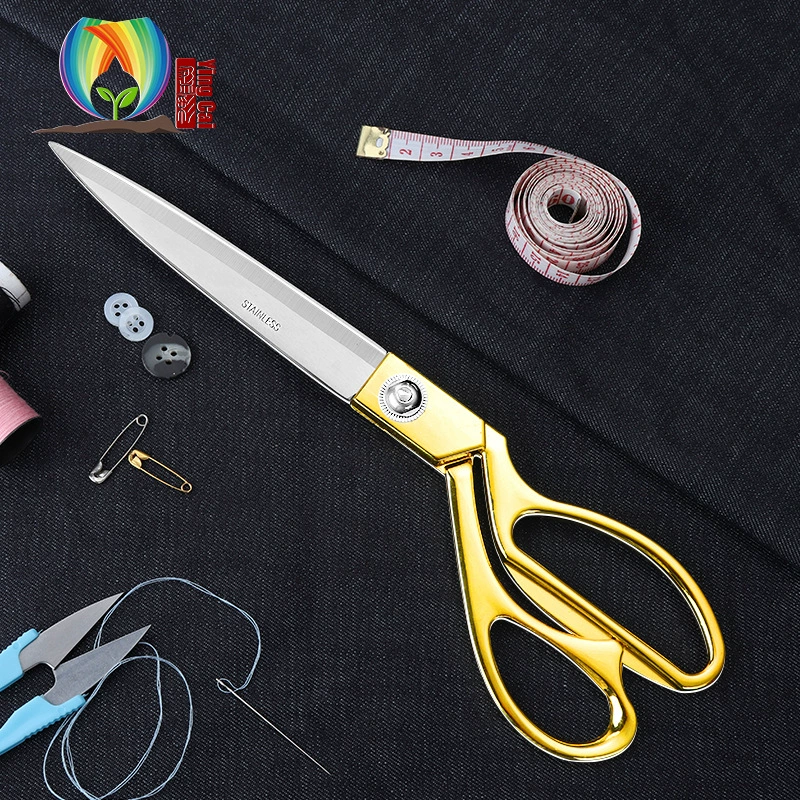 Прямые поставки с фабрики Янцзян портновские ножницы из нержавеющей стали 8 дюймов 9 дюймов 10 дюймов Позолоченные швейные ножницы для одежды ножницы для зубной ткани