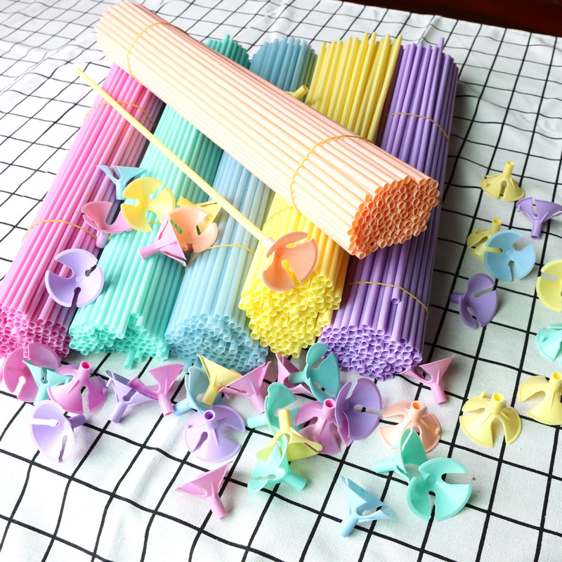 Macaron Color Latex Balloon Tow Rod Accessories Wave Ball Rod Flower Shop Flower Wrapping Fruit Christmas New Year Flower Arrangement Rod