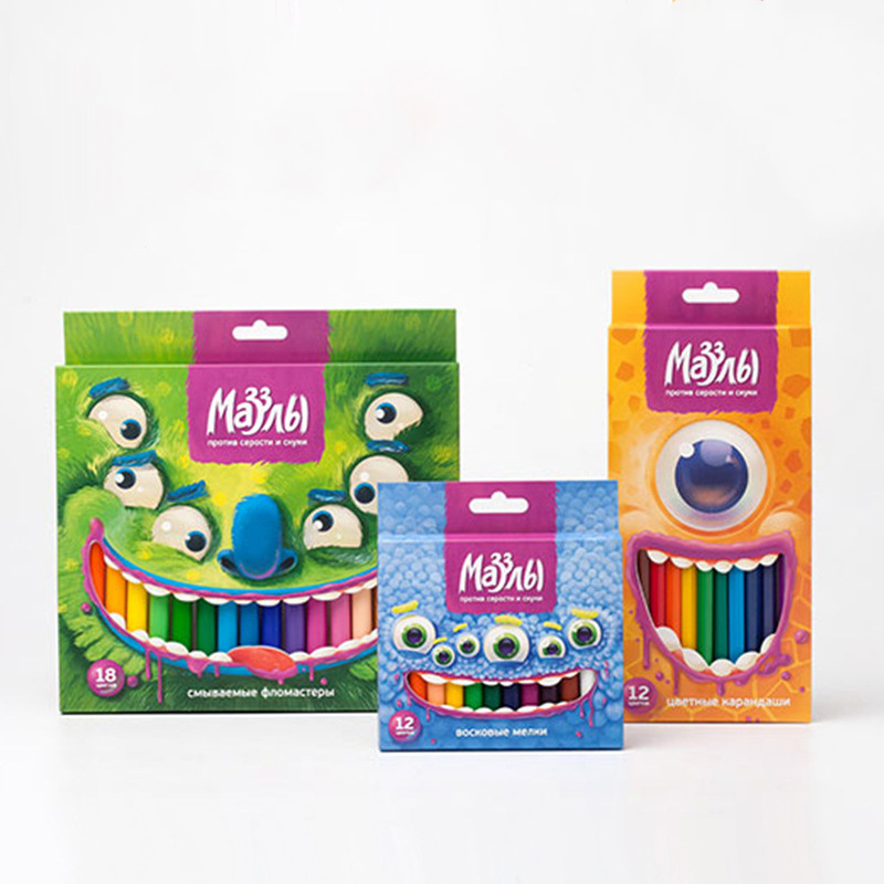 厂家直供可定纸质彩盒彩色包装盒卡通蜡笔纸盒设计加工可定