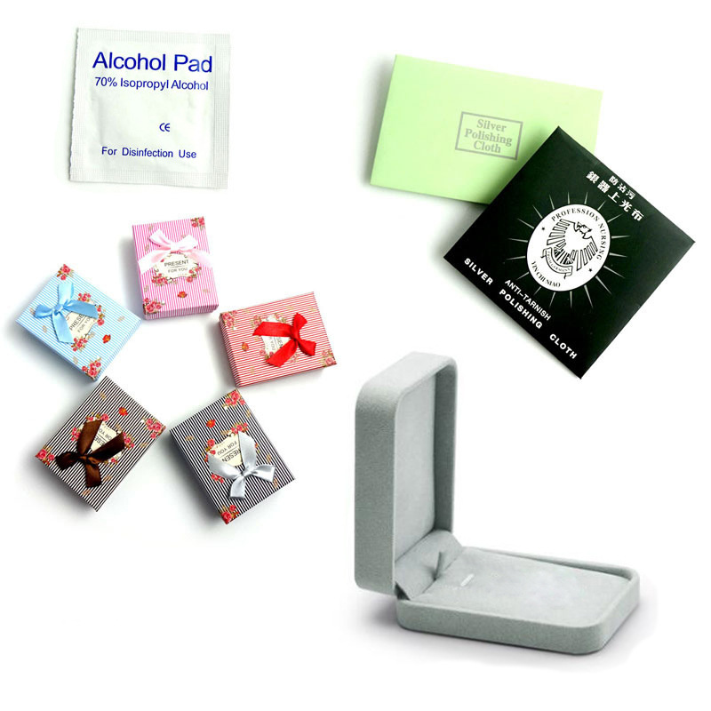 精美耳环包装礼盒条纹礼盒饰品包装盒 高档擦银布 一次性消毒棉片